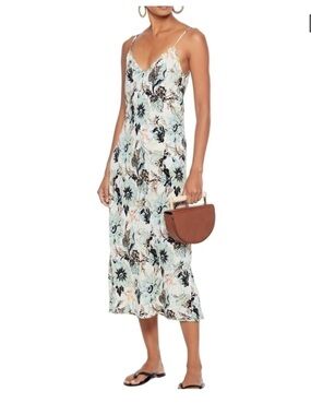 Diane Von Furstenberg DVF Annalyse Reversible Printed Crepe Slip Dress
